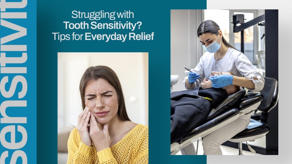 Woman with tooth sensitivity and dentist providing treatment