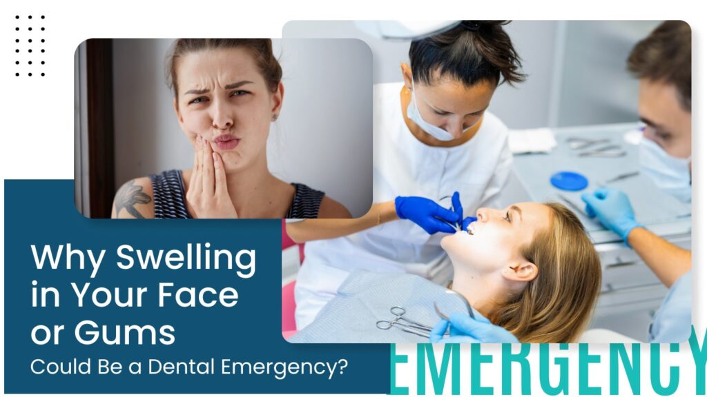 Woman with facial pain and dentist treating patient