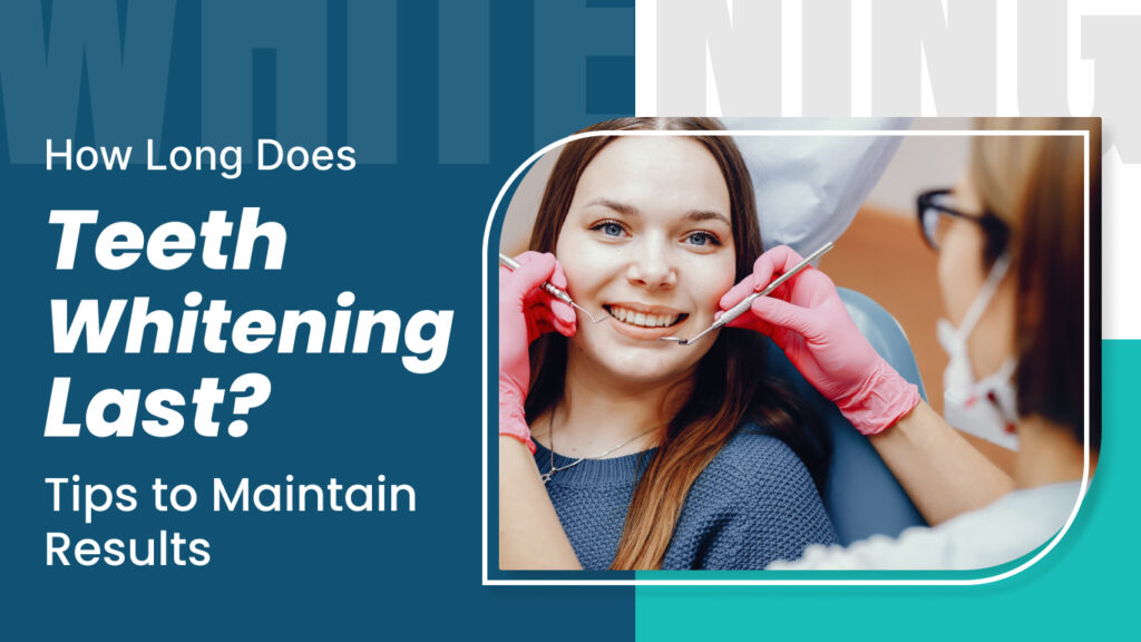 Dentist performing teeth whitening consultation on smiling patient